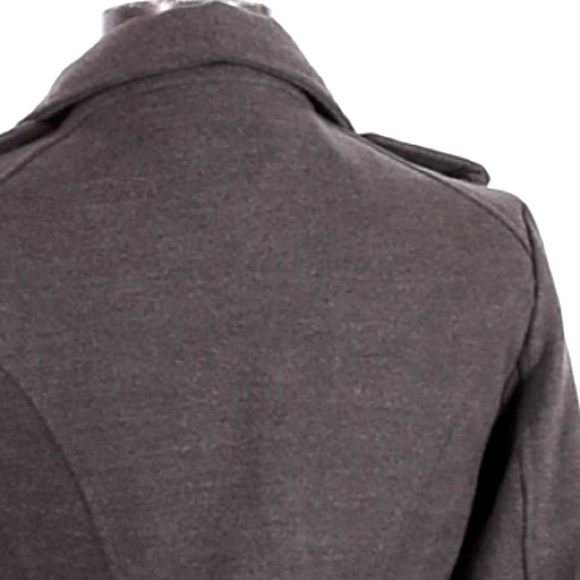Hydraulic M grey faux wool double breasted lined banded waist & wrists pea coat - Picture 12 of 16